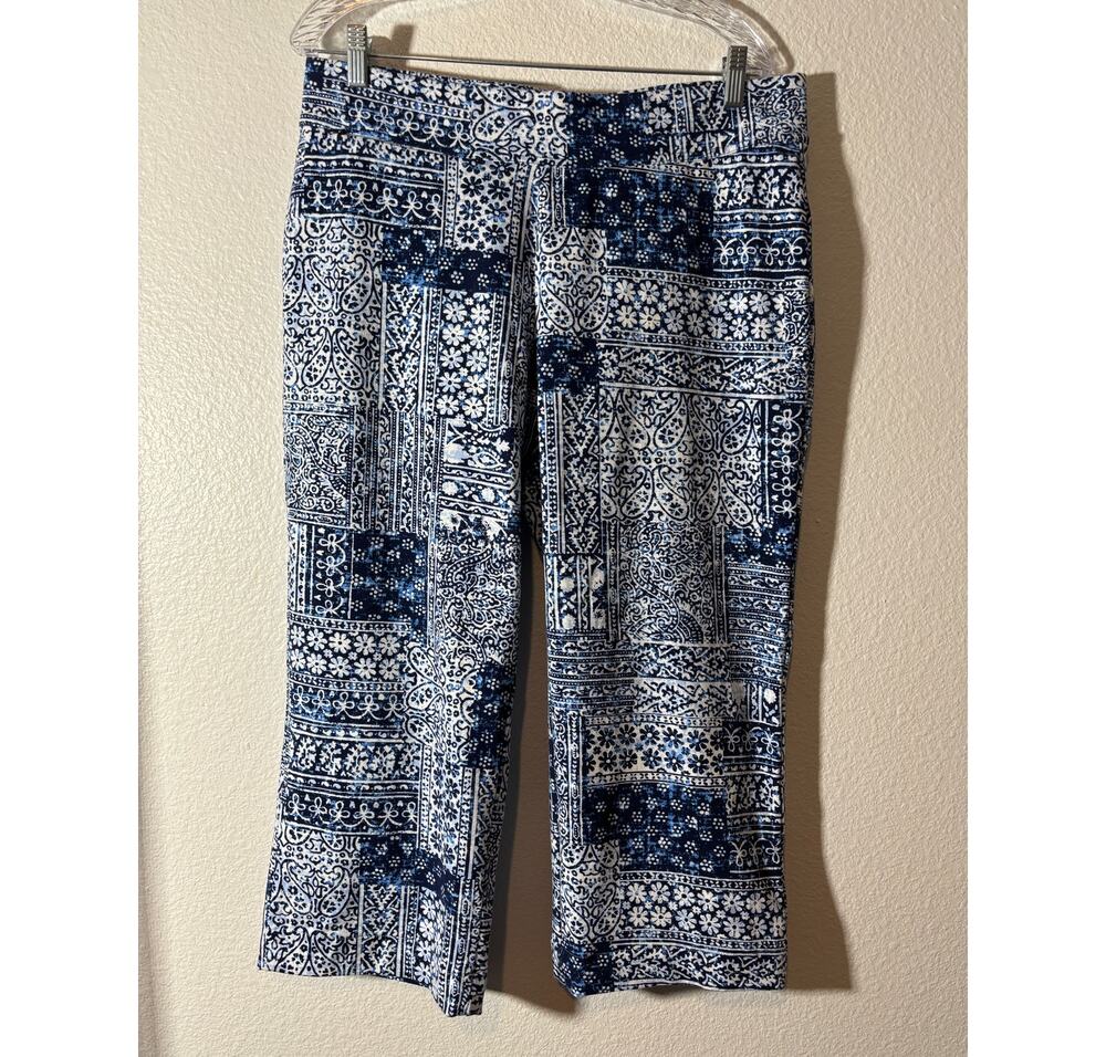 Lands' End Women's Size L Petite Pull-On Elastic Waist Mixed Patchwork Pants